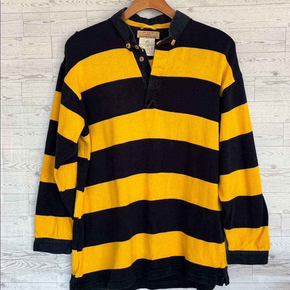 Vintage Polo Rugby Blue Gold‎ Sweater Mens Large Michigan On Deck George Steers